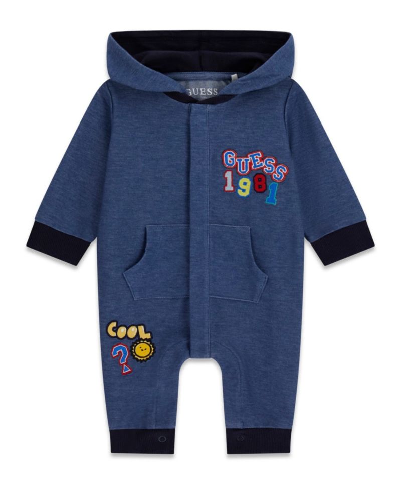 Baby Boys' Knit Denim Hooded Coverall