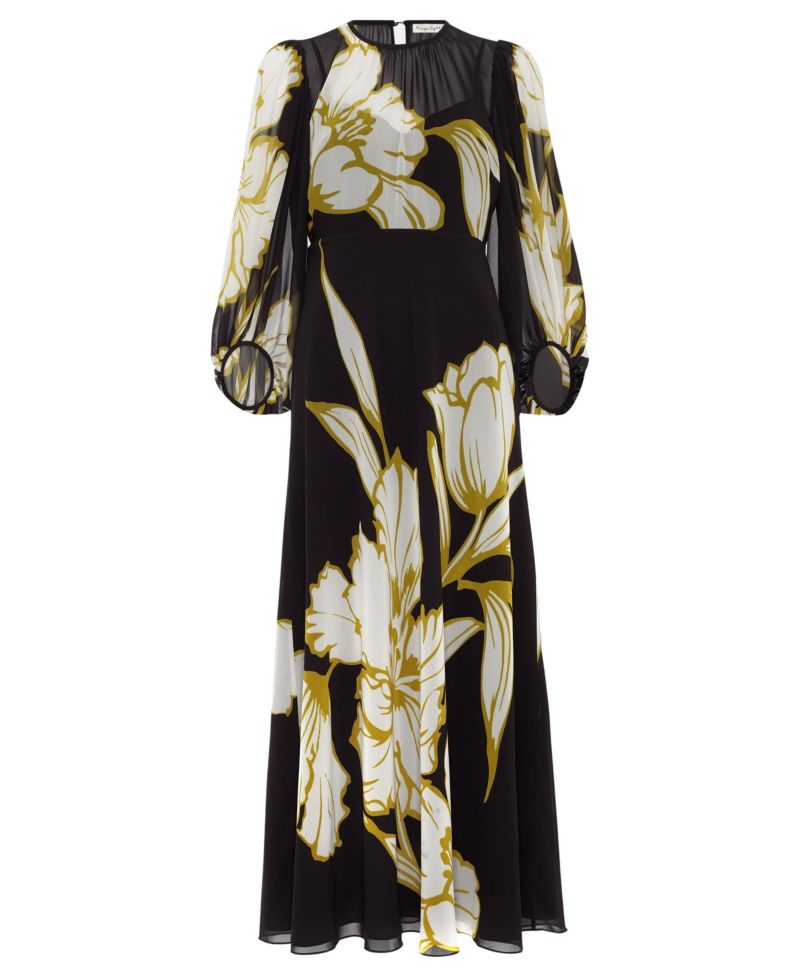 Women's Eve Floral A-Line 3/4 Sleeve Maxi Dress