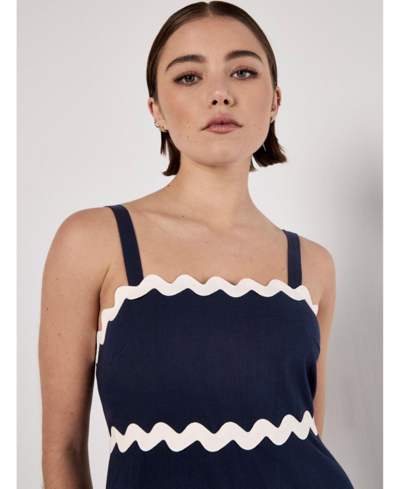Women's Rick Rack Trim Trapeze Midaxi Dress