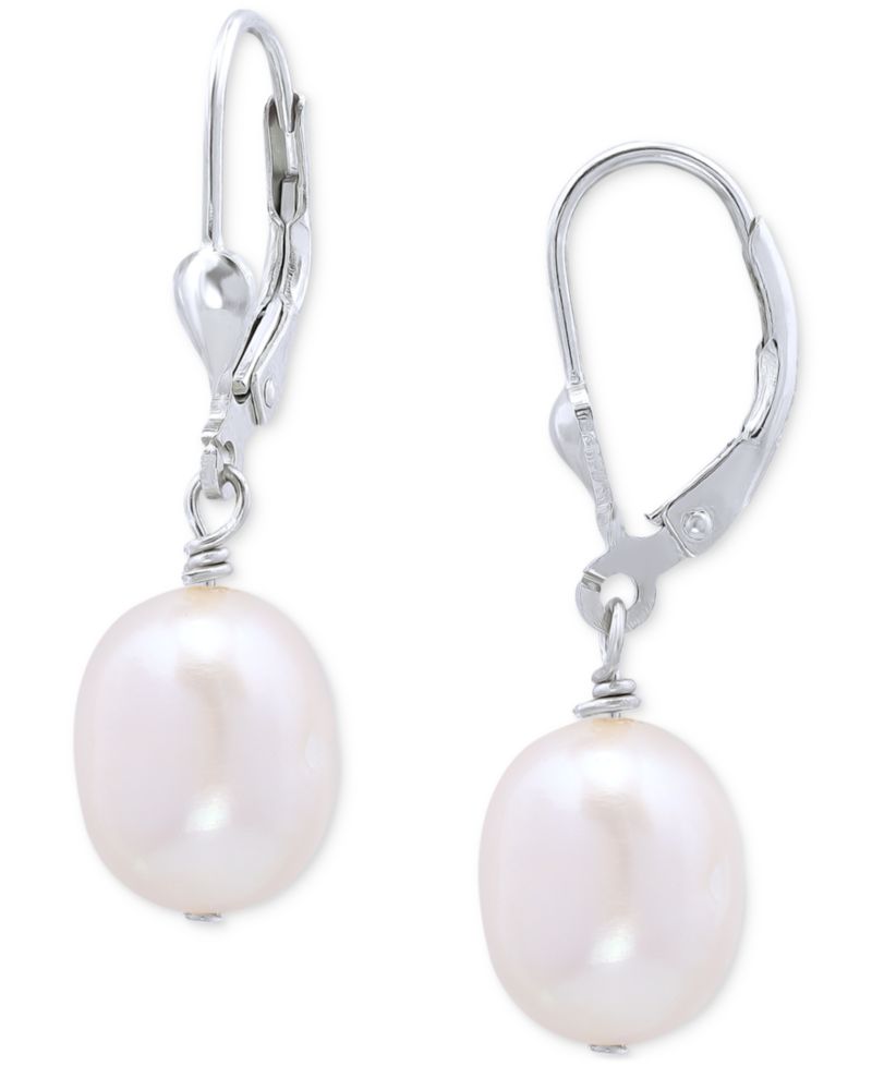 Cultured Freshwater Baroque Pearl (10mm) Leverback Drop Earrings