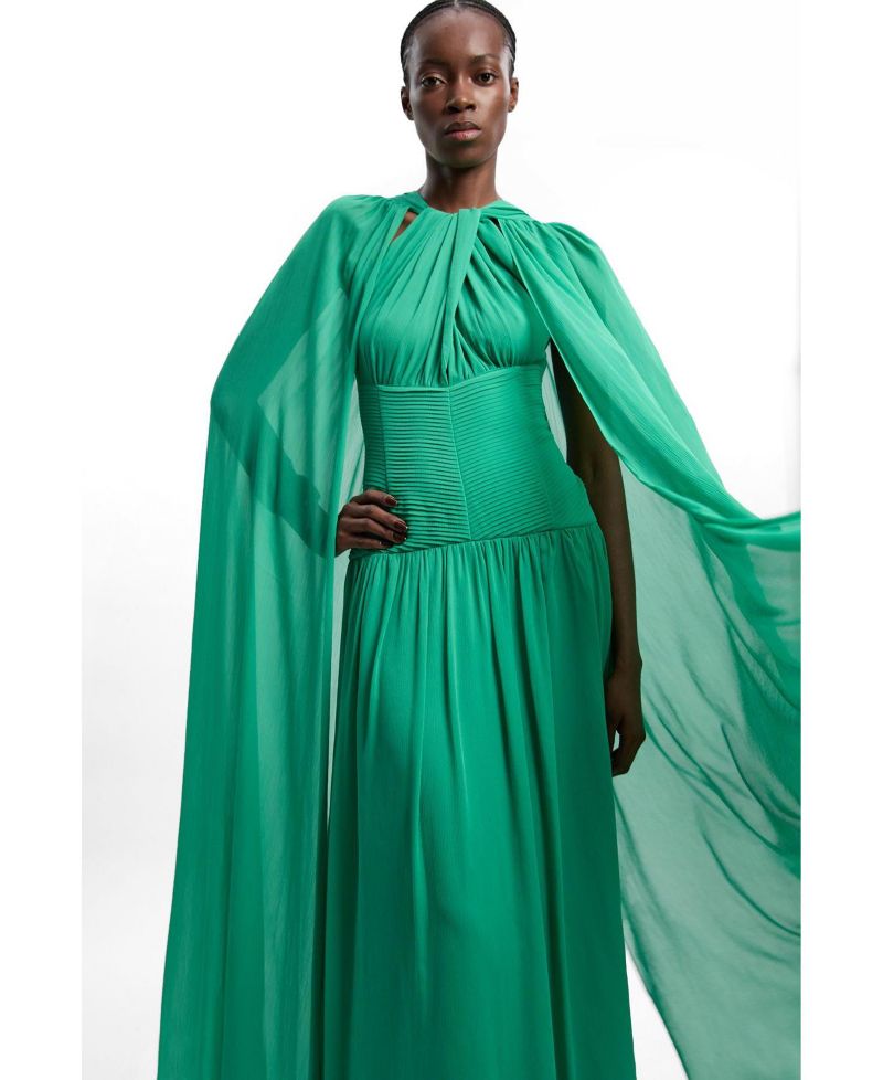 Women's Halter Cape Maxi Dress