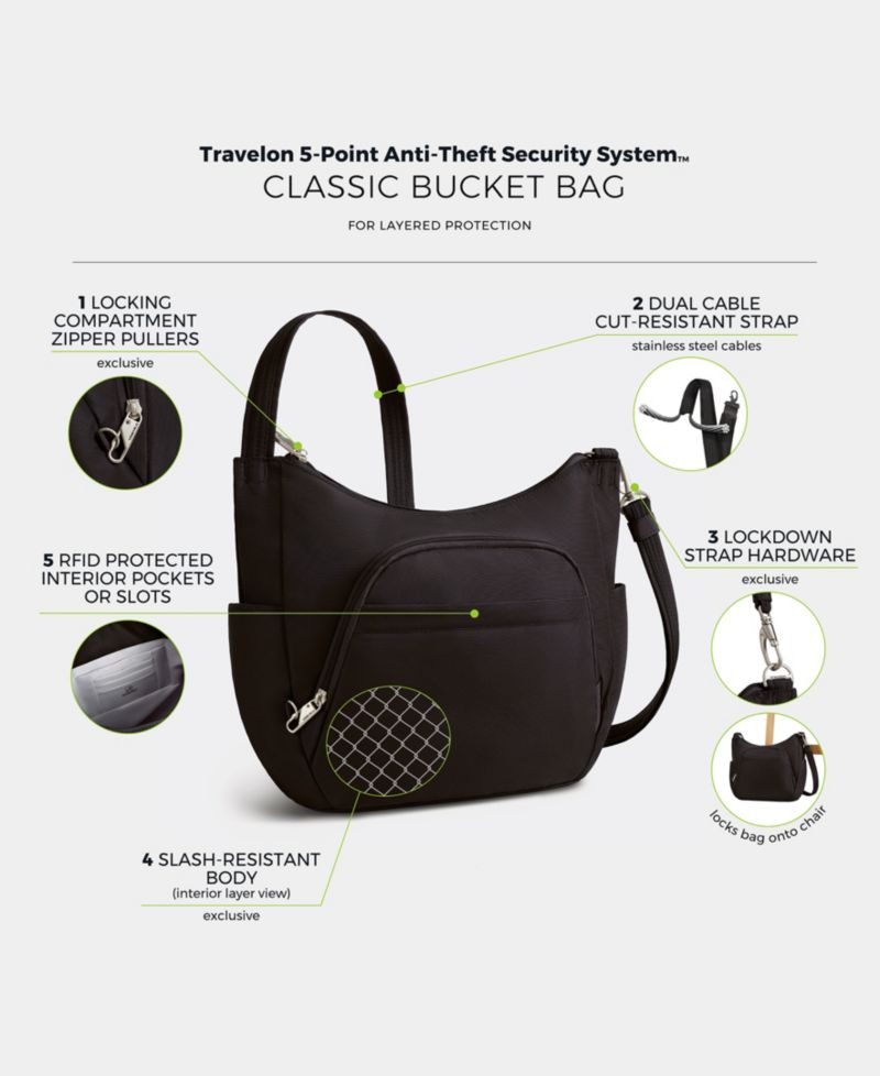 Anti-Theft Classic Crossbody Bucket Bag