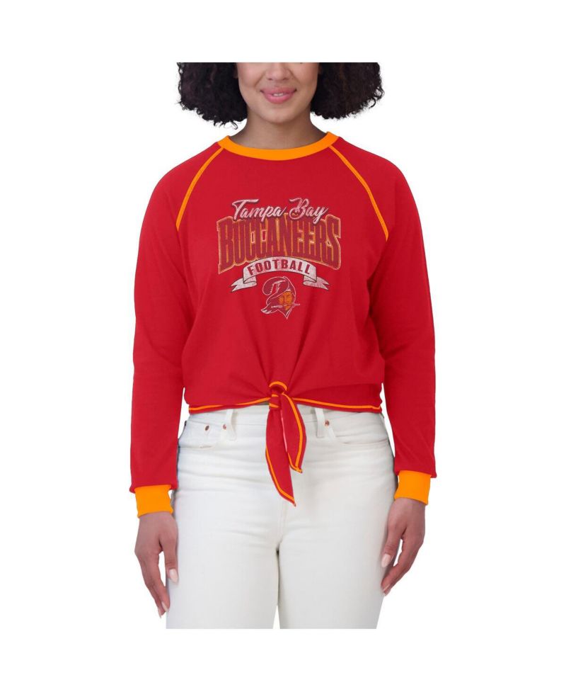 Women's Red/Orange Tampa Bay Buccaneers Tie-Front Long Sleeve Top