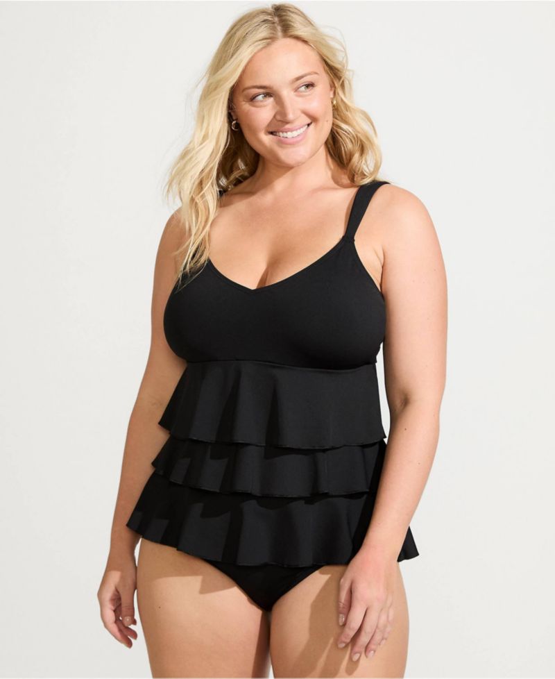 Plus Size Ruffle Fauxkini One Piece Swimsuit