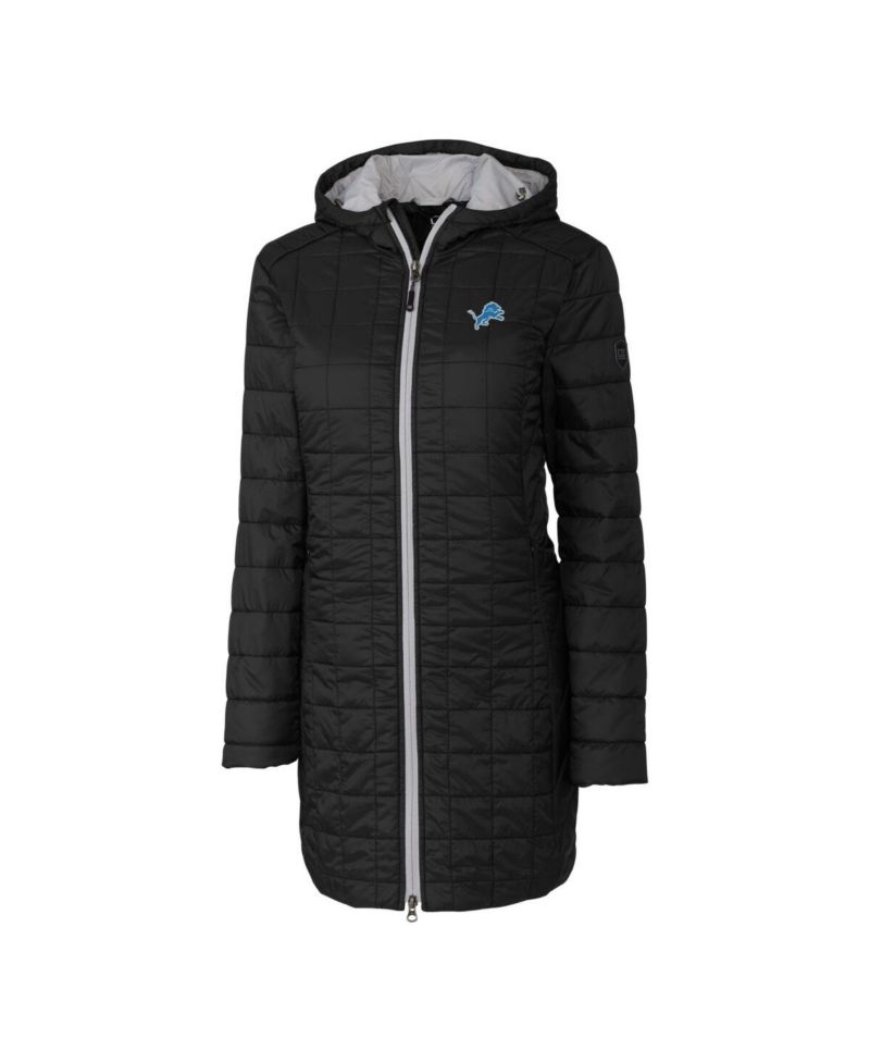 Women's Black Detroit Lions Rainier PrimaLoft Hooded Long Lightweight Coat