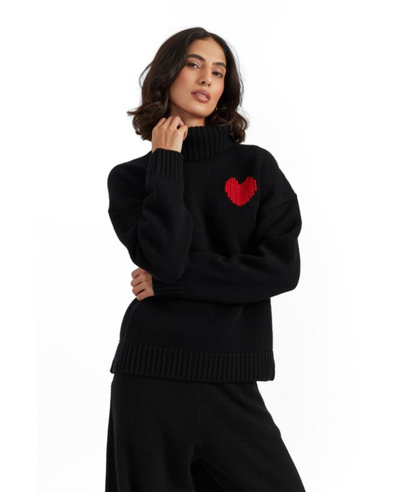 Women's Merino Heart Rollneck Sweater
