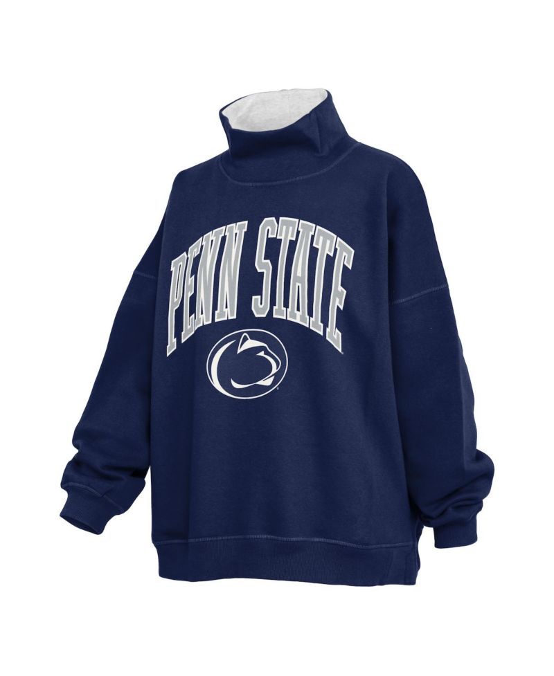 Women's Navy Penn State Nittany Lions Oversized Mock Neck Sweatshirt