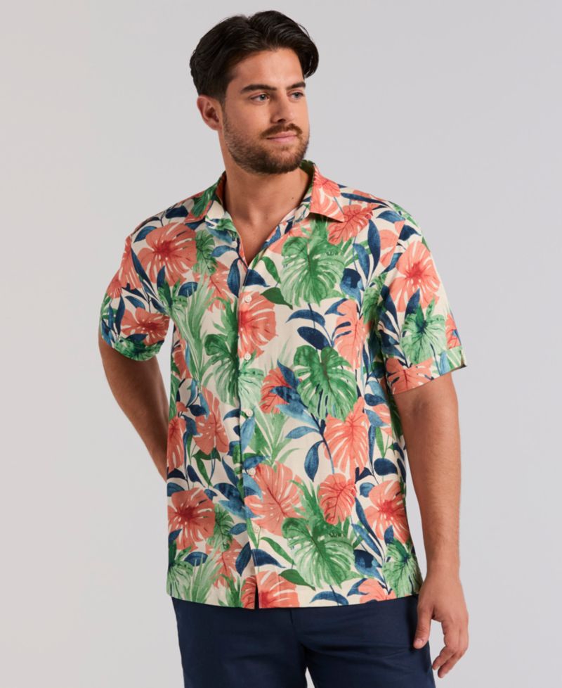 Men's Botanical Print Viscose Shirt