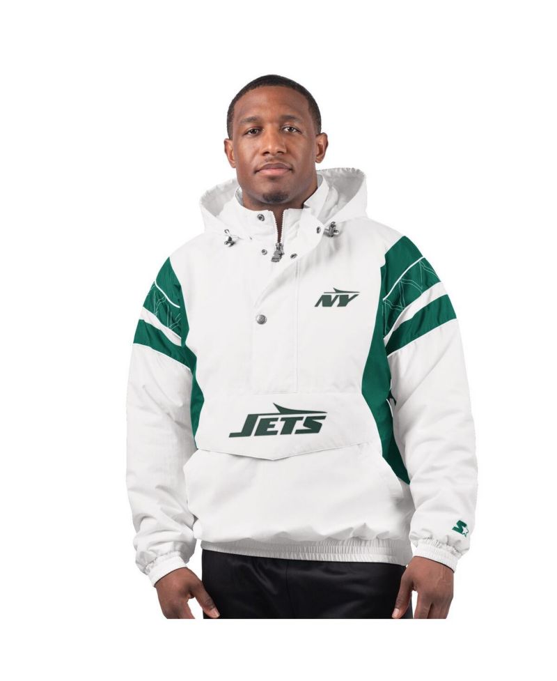 Men's White New York Jets Gotham City Half-Zip Hoodie Jacket