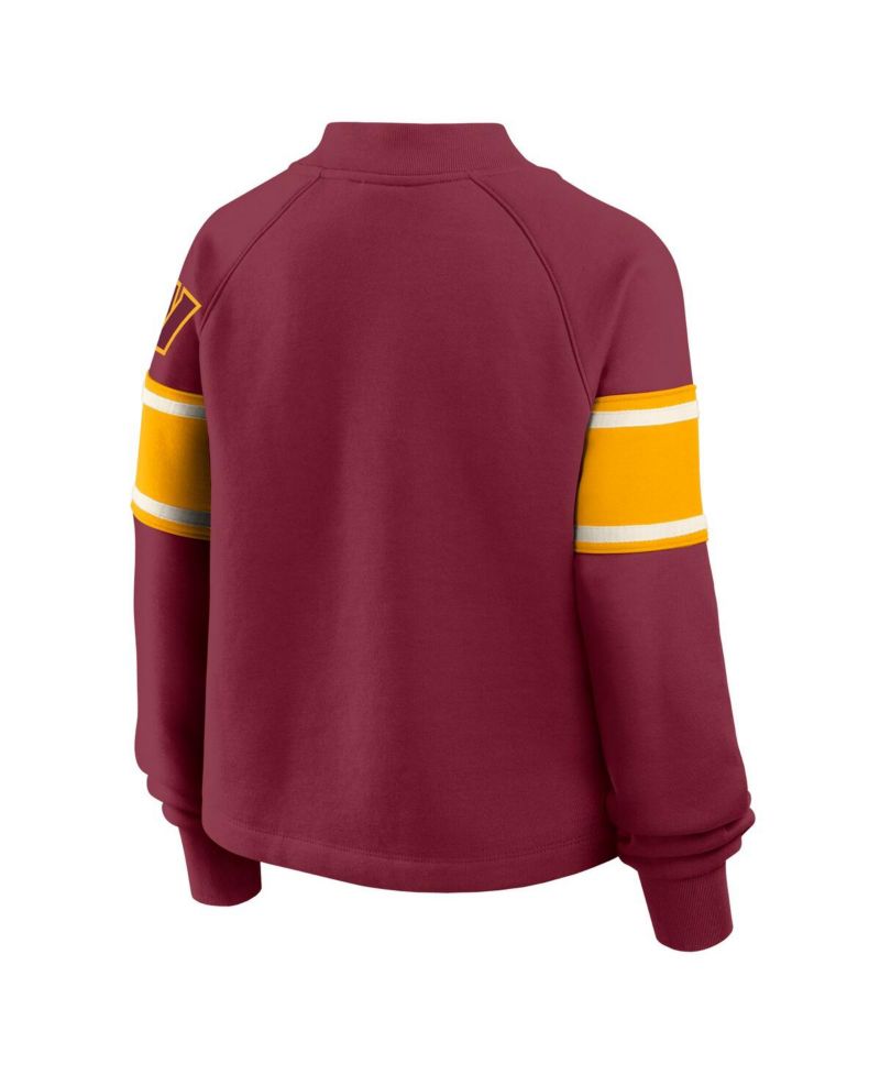 Women's Burgundy Washington Commanders Oversized Hometown Toss Sweep Mock Neck Pullover Hoodie