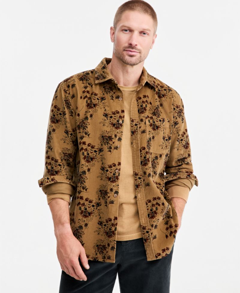 Men's Corduroy Paisley Floral Shirt
