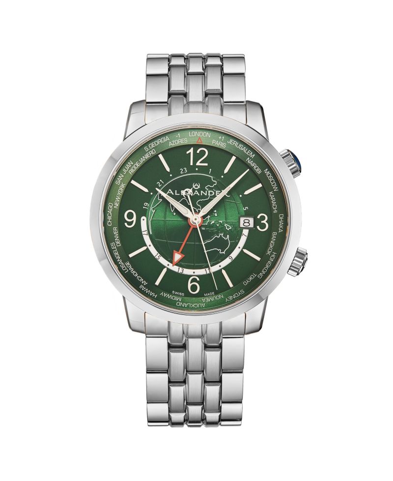 Men's Journeyman 2 Silver-Tone Stainless Steel , Green Dial , 40mm Round Watch