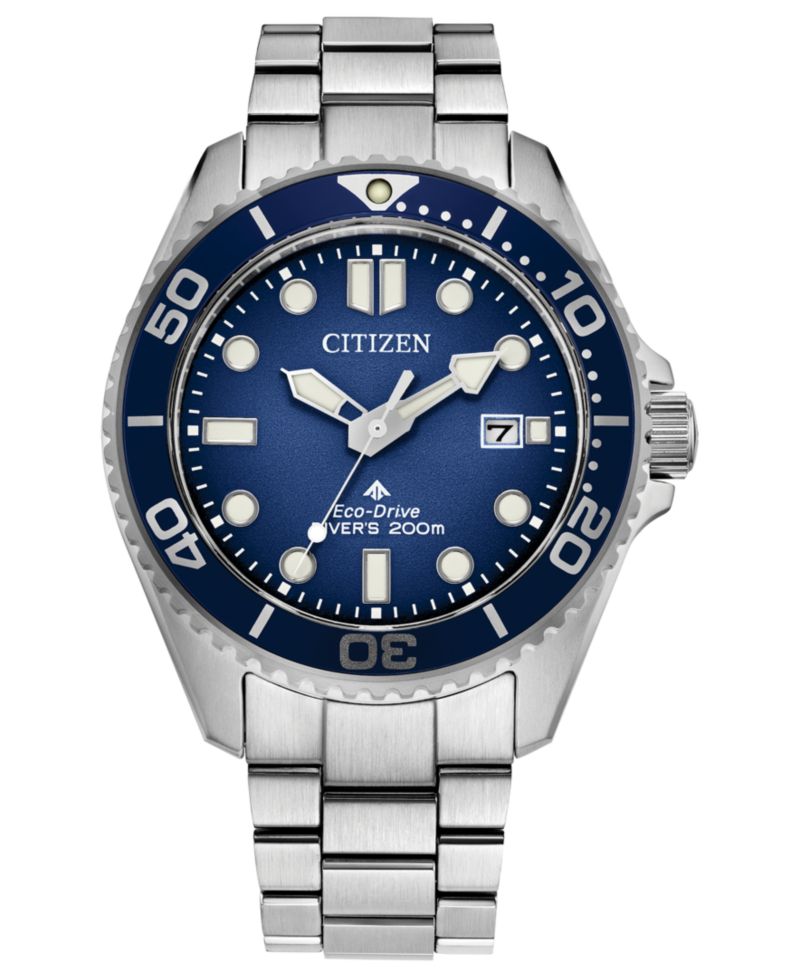 Men's Eco-Drive Promaster Dive Silver-Tone Stainless Steel Bracelet Watch, 41mm