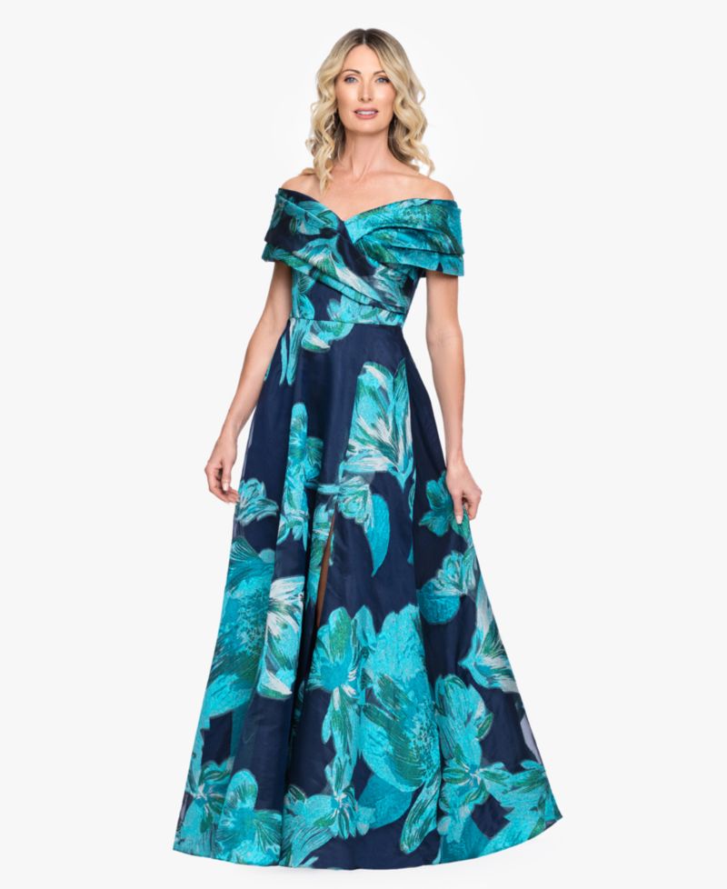 Women's Strapless Off-The-Shoulder Floral A-Line Ball Gown