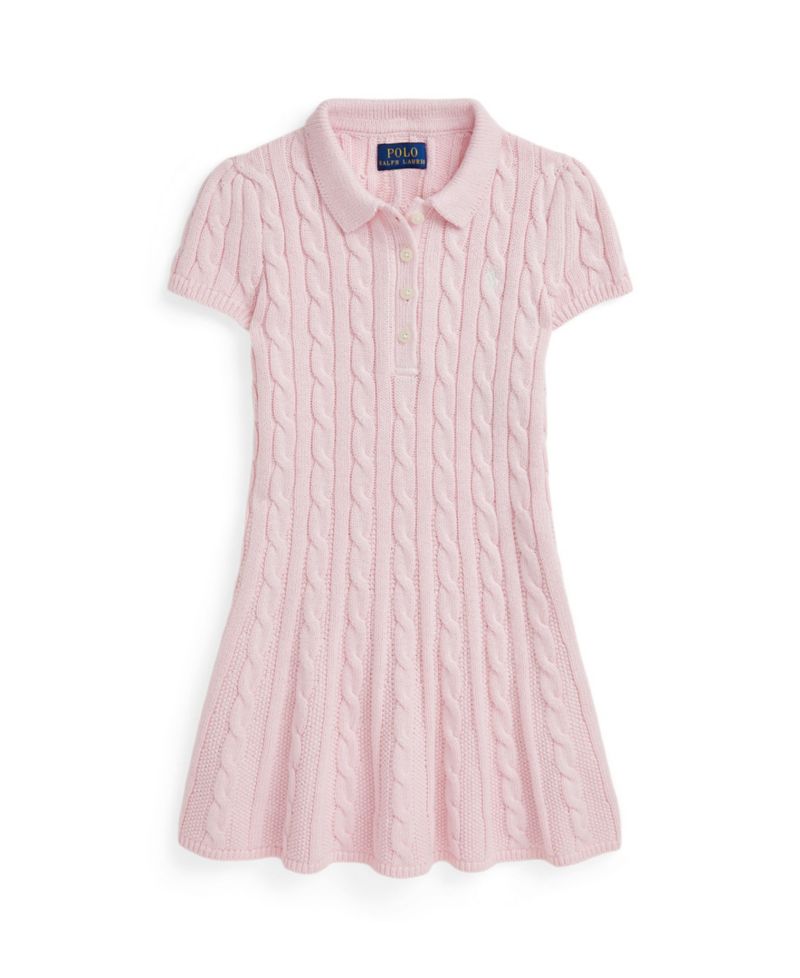 Girls' 2T-6X Cable-Knit Polo Sweater Dress