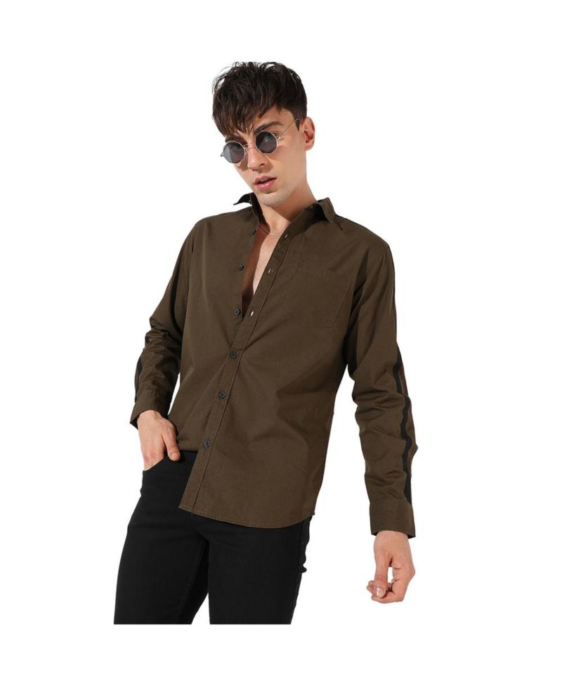Men's Olive Green Side Striped Shirt
