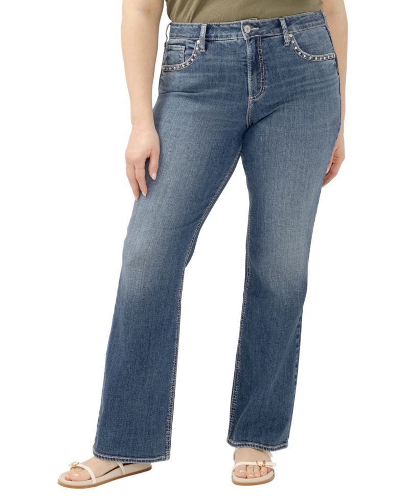 Plus Size Avery High-Waisted Studded Bootcut Denim Jeans