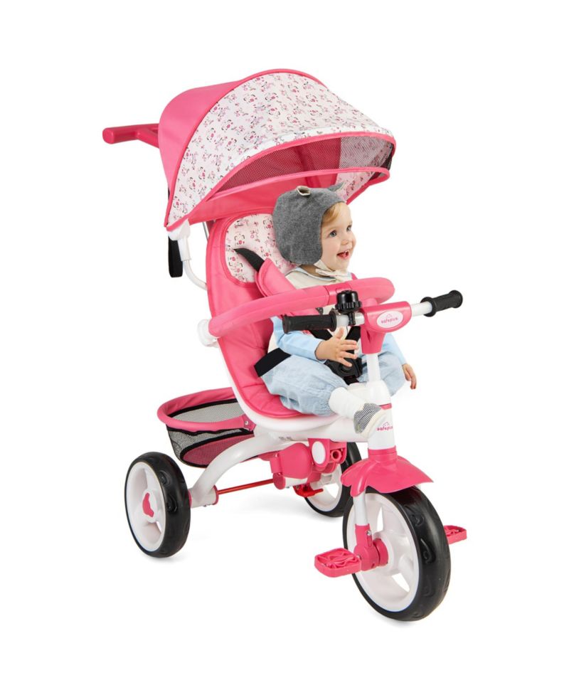 Toddler Tricycle Stroller 6-in-1 Push Trike w/ Removable 5-Position Canopy