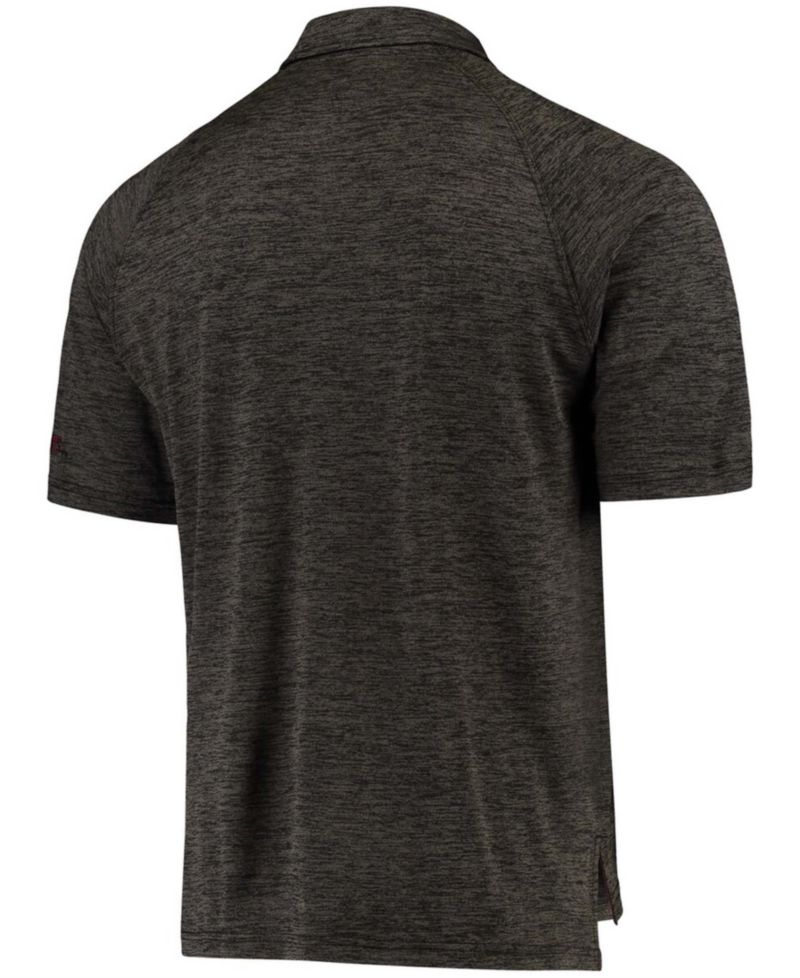 Men's Heather Black Montana Grizzlies Down Swing Raglan Polo Shirt