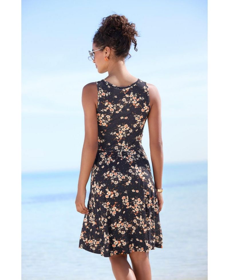 Women's Floral-Print A-Line Scoop Neck Dress