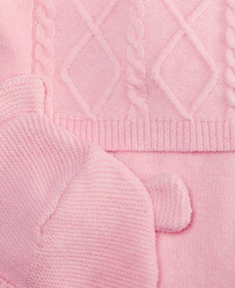Baby Girls' Long-Sleeve Cable-Knit Sweater, Pants, and Hat, 3-Piece Set