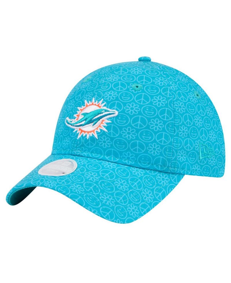Women's Aqua Miami Dolphins Smiley 9TWENTY Adjustable Hat