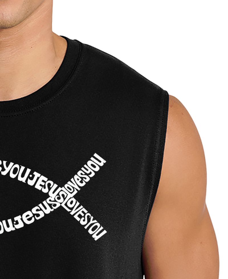 Men's Jesus Fish Symbol Design Tank Top