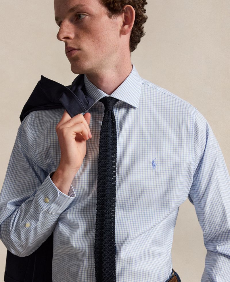 Men's Regent Checked Classic-Fit Spread-Collar Dress Shirt