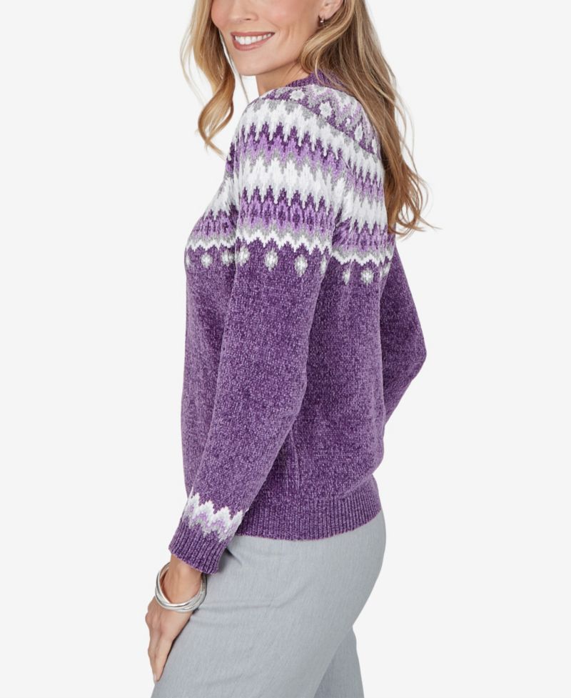 Petite Fair Isle Mock Neck Pullover Sweater