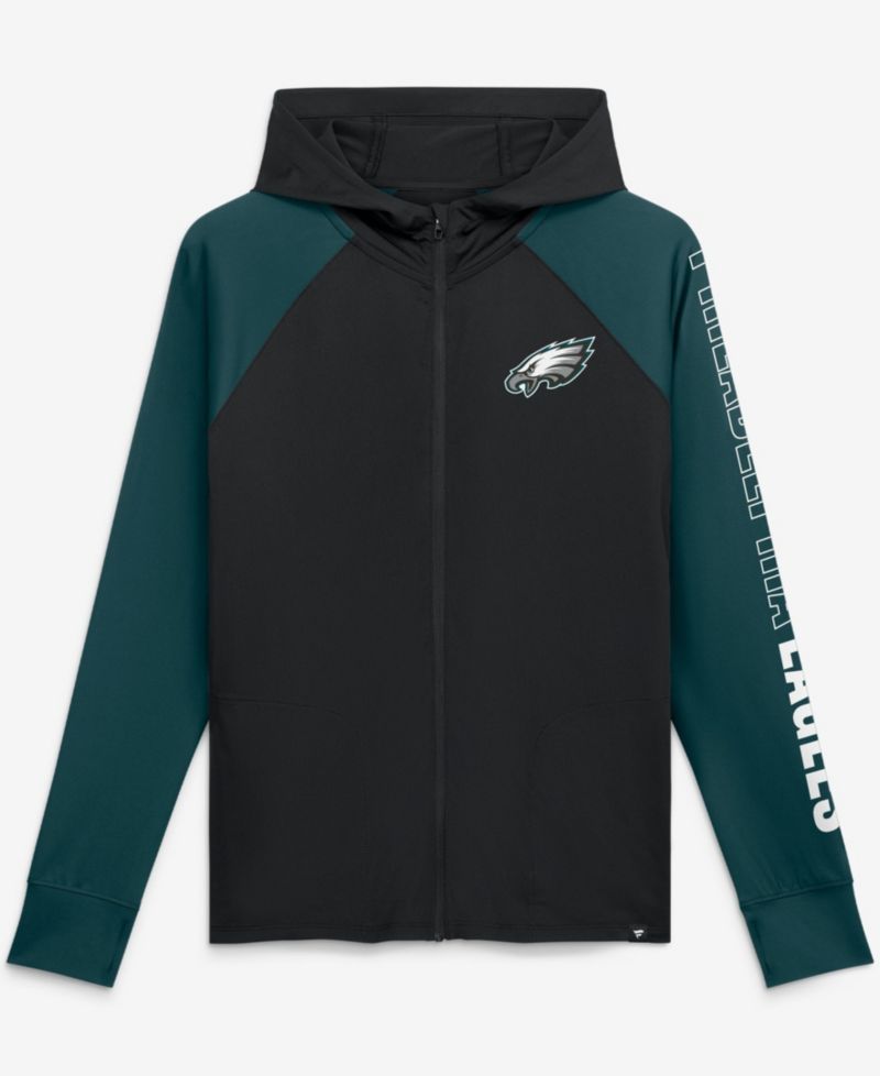 Women's Black/Midnight Green Philadelphia Eagles Cornerback Blitz Raglan Full-Zip Hoodie