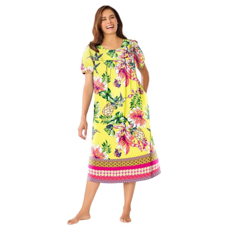 Women's Only Necessities Short Print Shirred Lounger