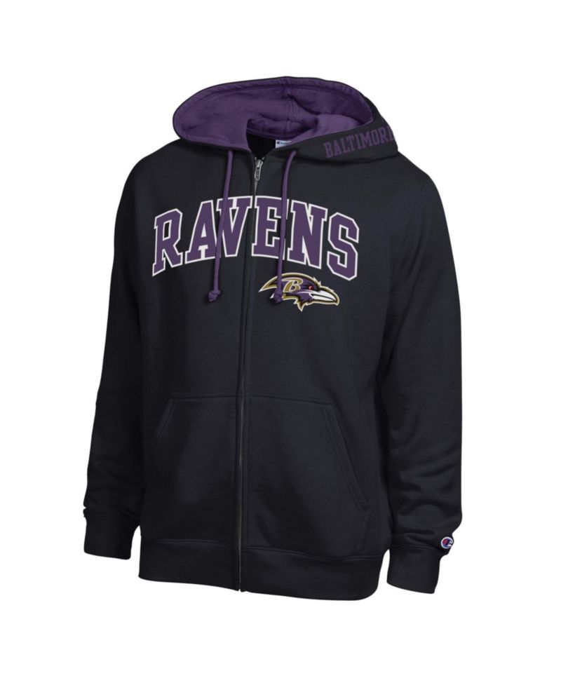 Men's Black/Purple Baltimore Ravens Full-Zip Hoodie