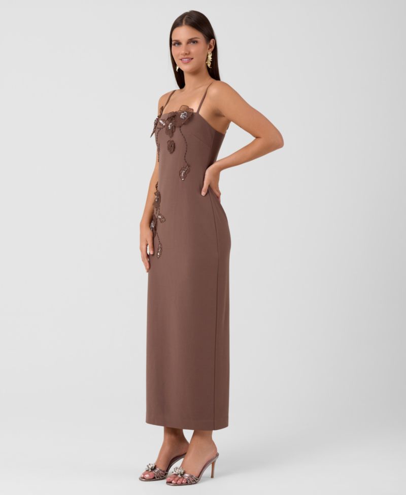 Women's Aurea Midi Scoop Neck Sleeveless 3D Floral-Appliqu&eacute; Dress