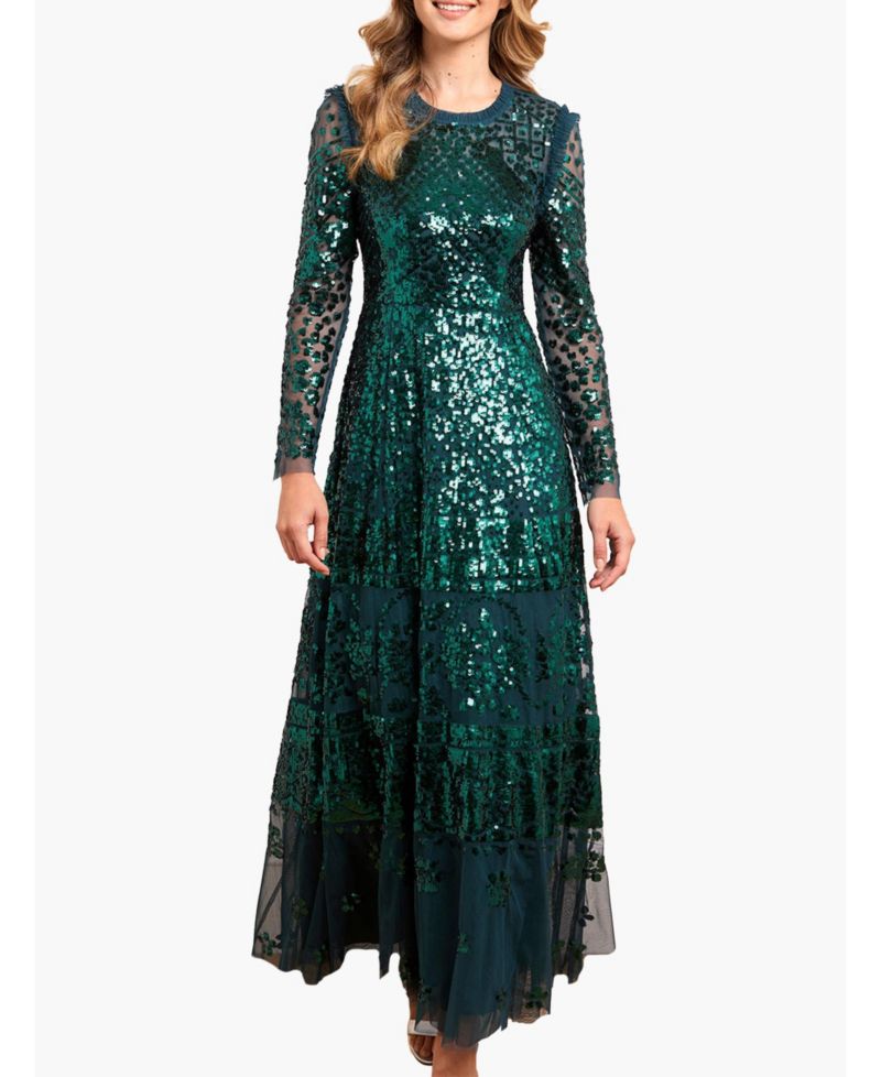 Women's Aurora Sequin Long-Sleeve Gown