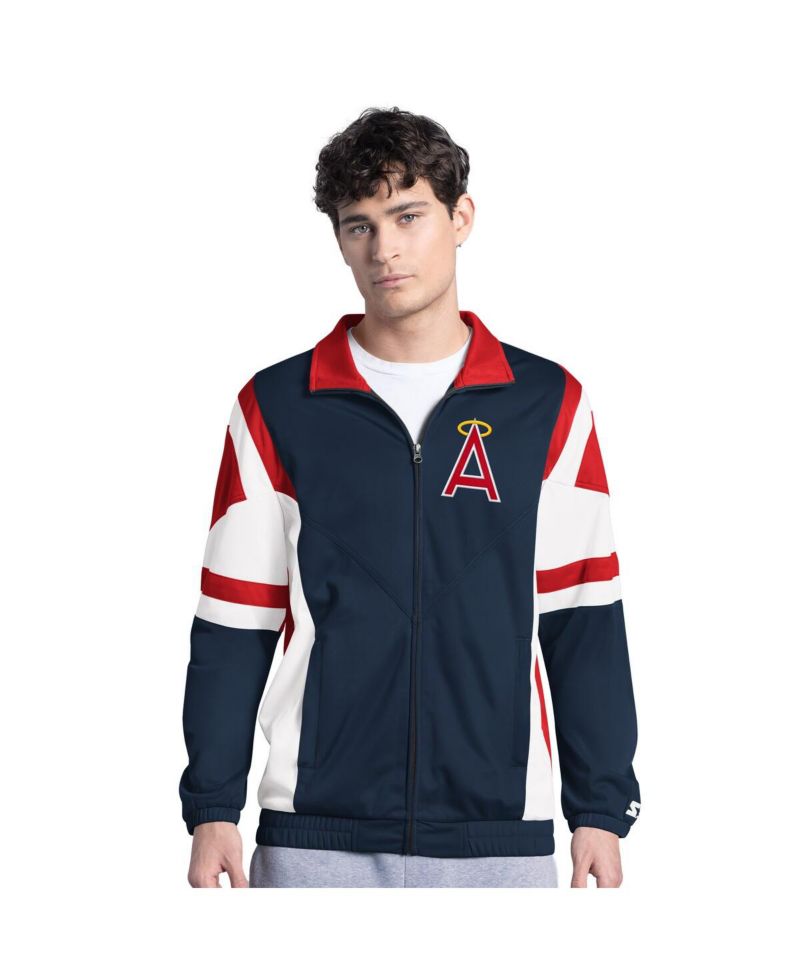 Men's Navy/Red California Angels Contender Tricot Full-Zip Track Jacket