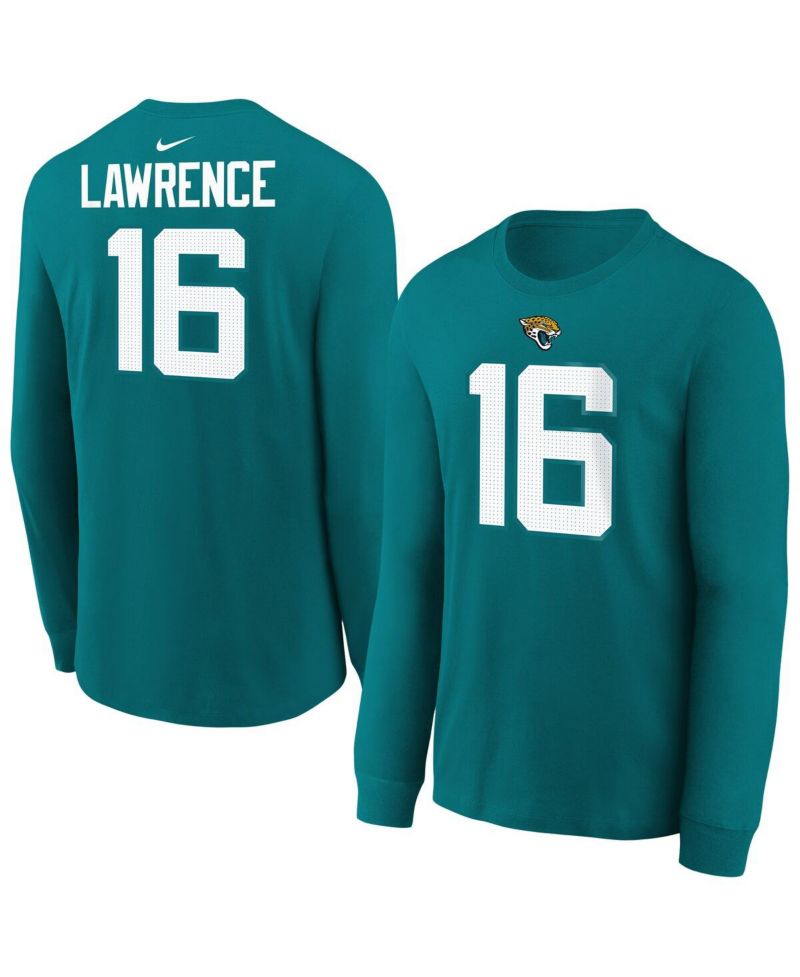 Big Boys and Girls Trevor Lawrence Teal Jacksonville Jaguars Player Name & Number Long Sleeve T-Shirt