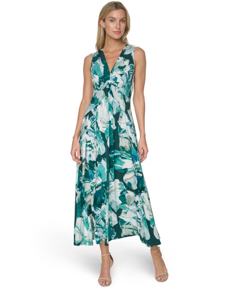 Women’s V-Neck Zip-Back Midi Dress