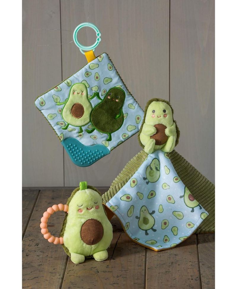 Crinkle Teether Toy with Baby Paper and Squeaker, Yummy Avocado