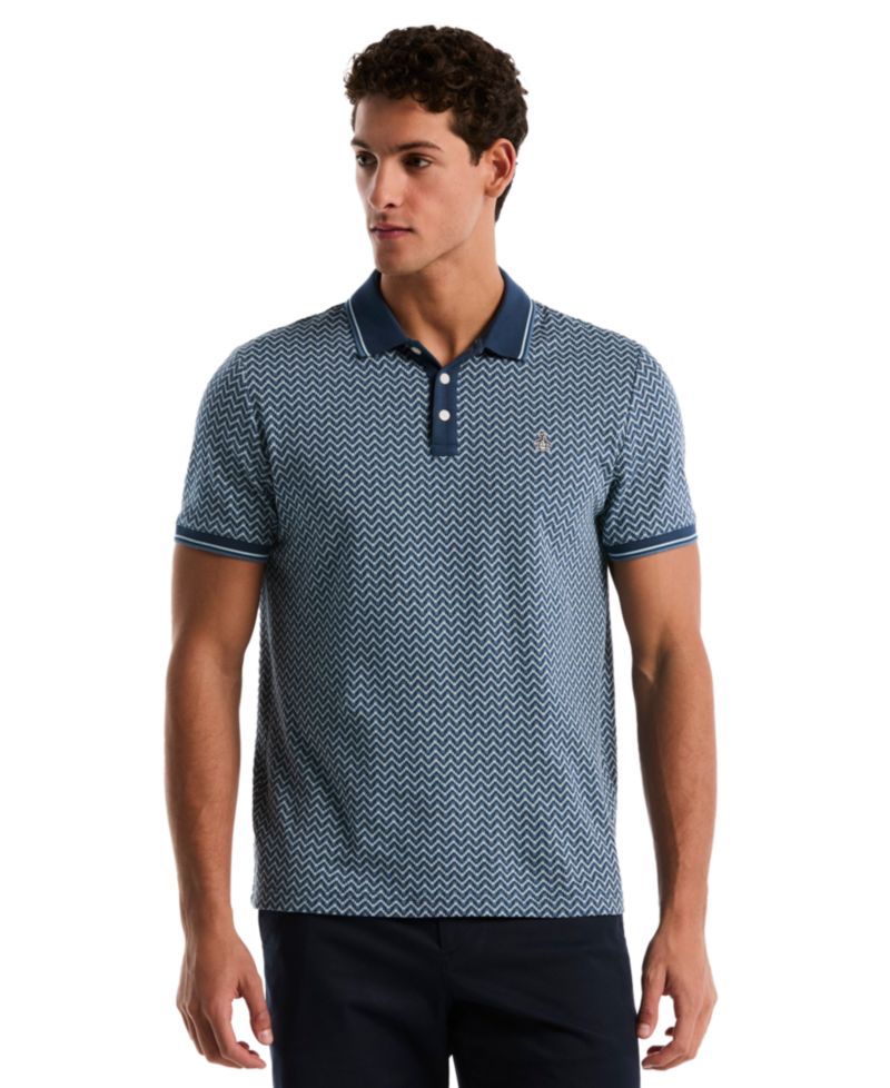 Men's Jacquard Wave Polo Shirt