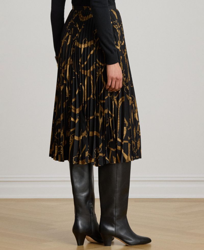 Women's Belting Print Pleated Skirt
