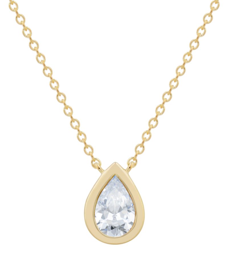Diamond Pear Bezel Pendant 18" Necklace (1/3 ct. t.w.) in 14k Gold