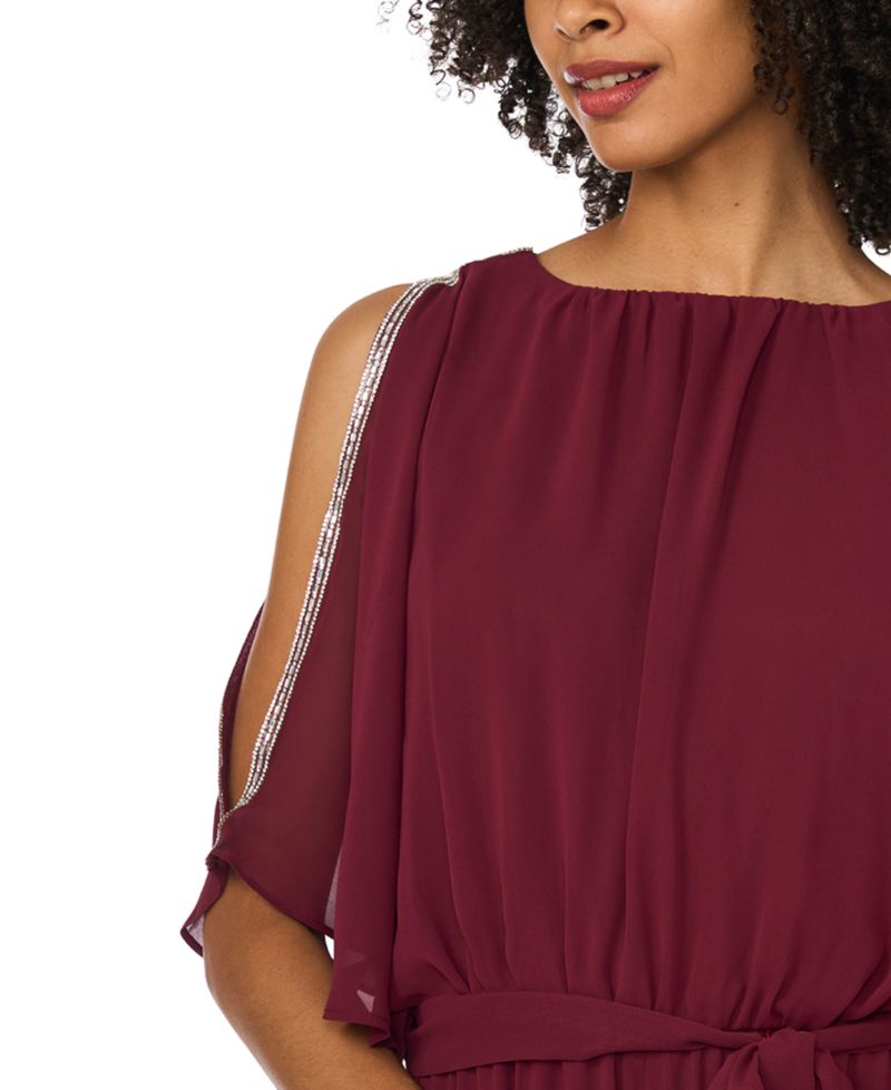 Women's Belted Blouson Boat Neck Jumpsuit
