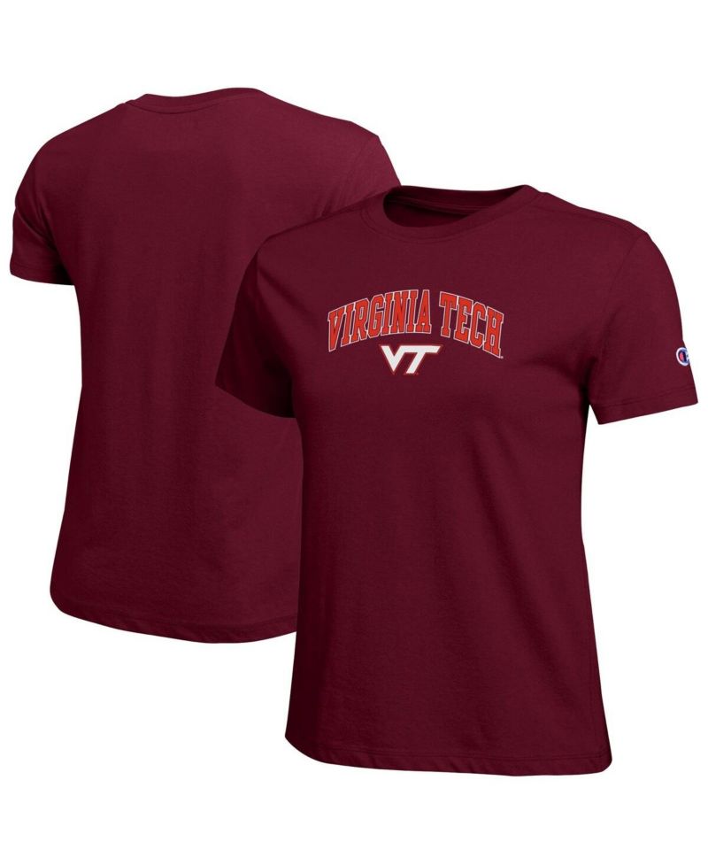 Women's Maroon Virginia Tech Hokies Arched Over Logo T-Shirt