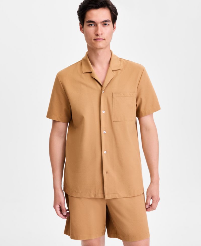 Men's Short-Sleeve Knit Camp Shirt, Macy's Exclusive