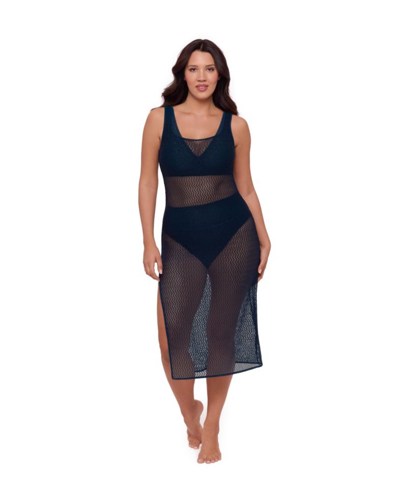 Women's S3 Front Slit Crochet Swimsuit Coverup Dress