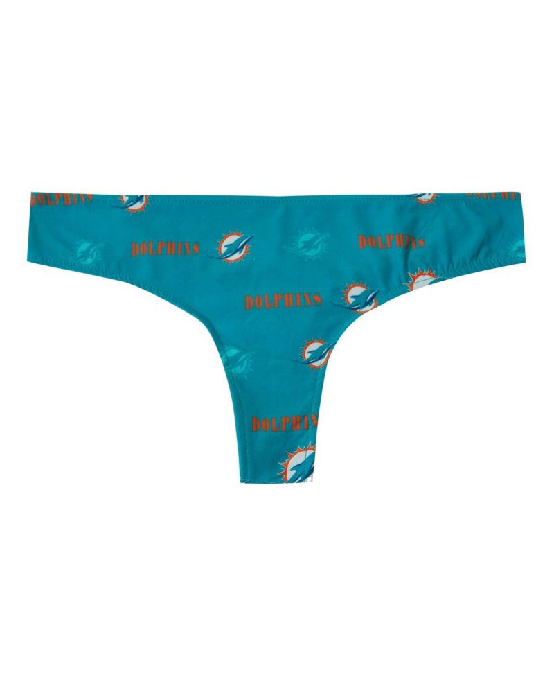 Women's Aqua Miami Dolphins Mosaic All Over Print Thong