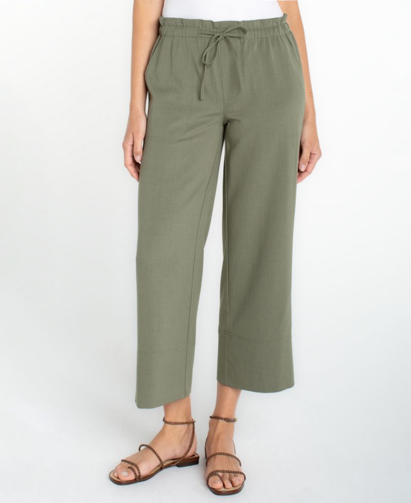 Petite Cropped Pull-On Wide-Leg Pants
