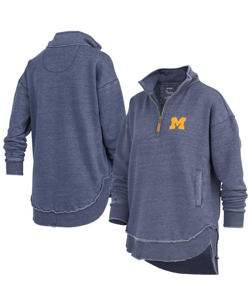 Women's Navy Michigan Wolverines Northfork Sojourn Poncho Quarter-Zip Sweatshirt