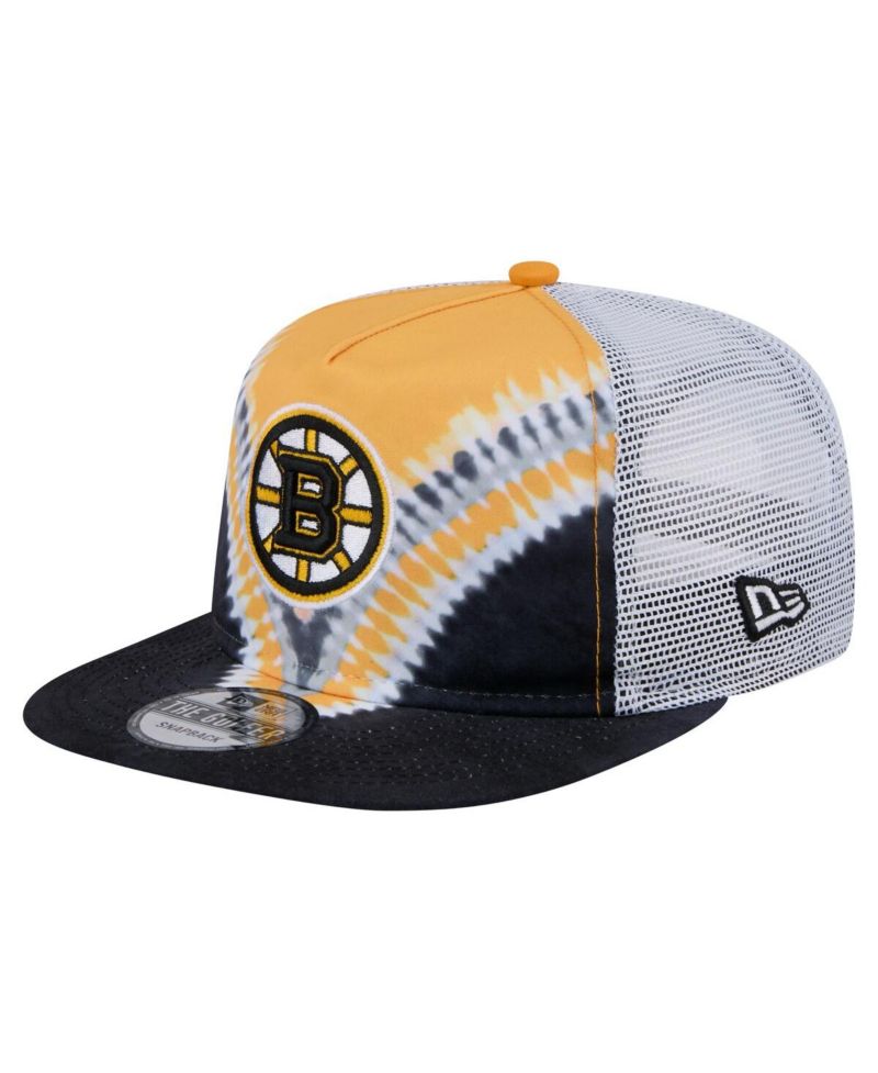 Men's Black/Gold Boston Bruins Throwback V-Dye Adjustable Golfer Hat