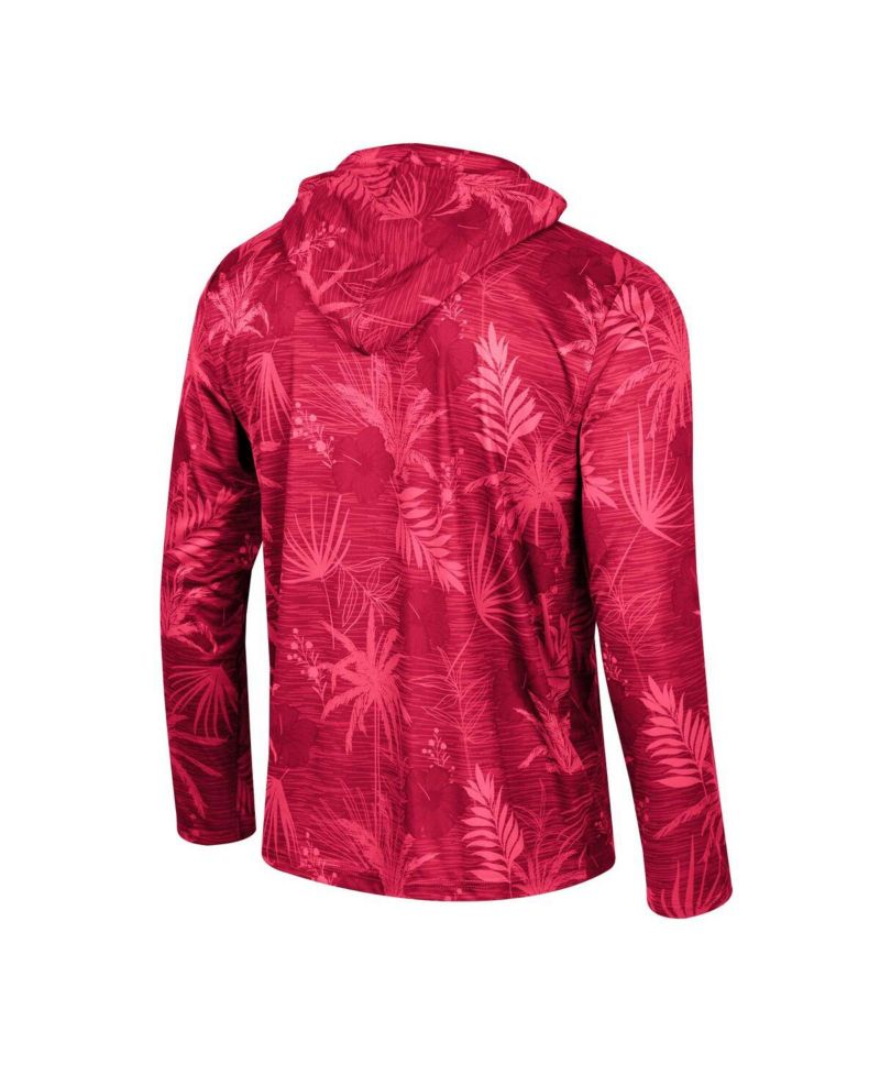 Men's Cardinal Iowa State Cyclones Palms Printed Lightweight Quarter-Zip Hooded Top